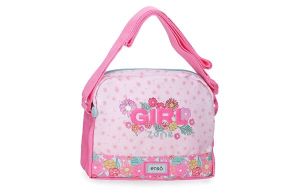 ENSO GIRL ZONE dečija torba na rame roze sa cvetnim dezenom i podesivim kaišem