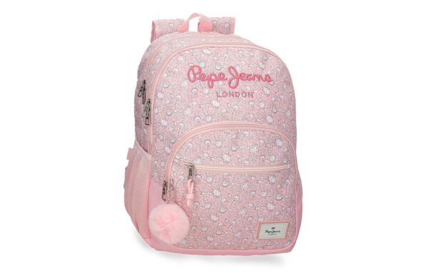 PEPE JEANS MIA školski ranac roze cvetni dizajn sa dva odeljka