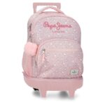 PEPE JEANS MIA ranac za školu sa točkićima roze cvetni dezen