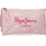 PEPE JEANS MIA prazna pernica sa tri pregrade roze cvetni dezen