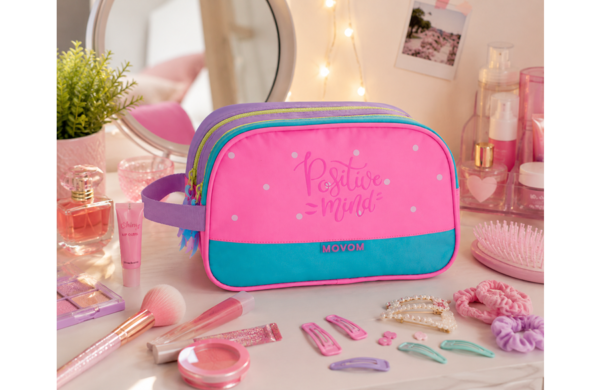 MOVOM POSITIVE MIND roze dečiji neseser sa 2 pregrade 26 × 16 × 10 cm