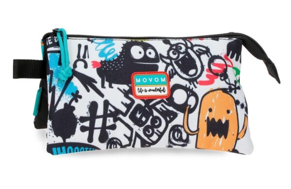MOVOM MONSTERS prazna pernica sa 3 pregrade 22 × 12 × 5 cm sa graffiti motivima i tri odvojena odeljka