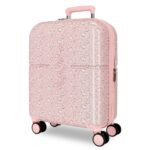 PEPE JEANS MIA kabinski kofer 55 cm roze boje sa cvetnim dezenom, četiri dupla točkića, teleskopskom ručkom i integrisanom bravicom.