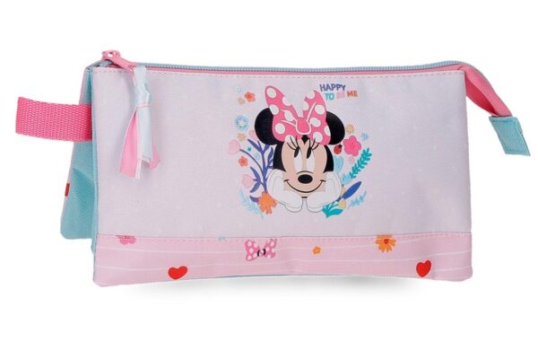 DISNEY HAPPY TO BE ME Minnie Mouse prazna pernica sa 3 pregrade 22 × 12 × 5 cm u roze boji