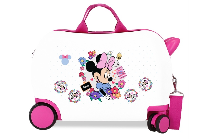 MINNIE FLOWERS dečiji kofer na točkićima belo pink boje za devojčice