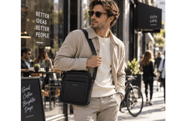 ENOVA BUSINESS crna muška torba na rame 23 × 28 × 8 cm