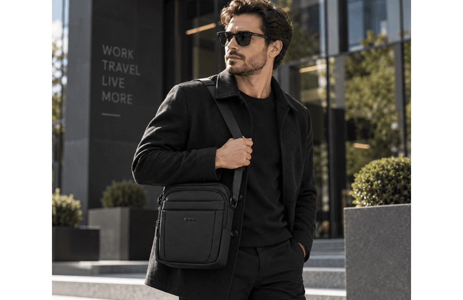 ENOVA BUSINESS crna muška torba na rame 20 × 25 × 8 cm