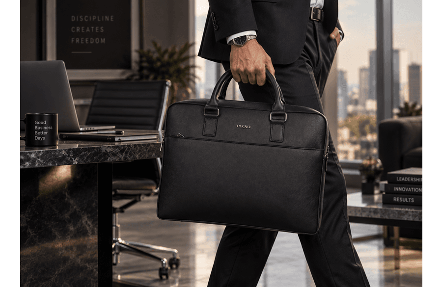 ENOVA BUSINESS crna torba za laptop do 15,6 inča od eko kože
