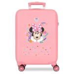 DISNEY MINNIE HAPPY TO BE ME dečiji kofer 55 cm, roze boja, Minnie Mouse i cvetni motivi, četiri dupla točkić